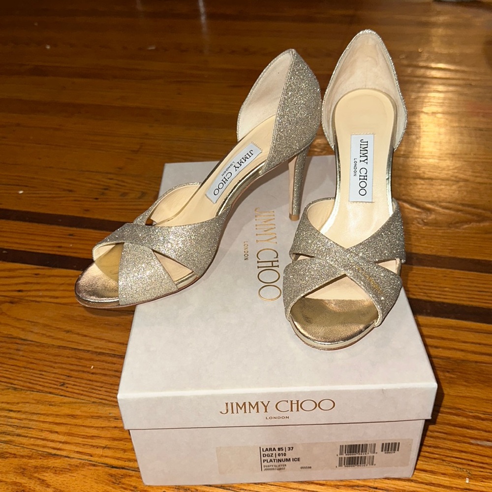 Jimmy Choo Glitter Leather Sandals